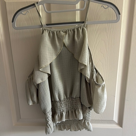 Peach Love California Sage Green Ruffle Top - Picture 3 of 3